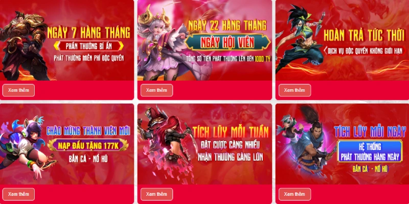 Hàng loạt ưu đãi hấp dẫn được triển khai liên tục tại điểm cược